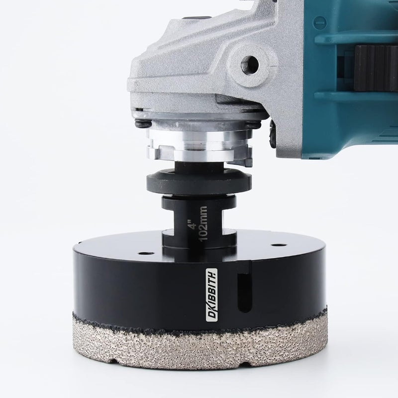 DKIBBITH 4 inch Diamond Hole Saw, 102mm Hole Saw for Concrete Brick Masonry Block Granite Tiles Quartzite Marble Porcelain Ceramic Stones with Female 5/8-11 Thread Fit Most Angle Grinders, Black - Image 5